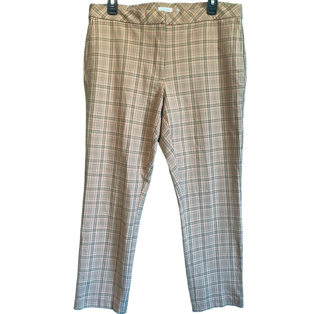 J. Jill Premium Bi-Stretch Camel Plaid Flat Front Pants NWT Women's 12